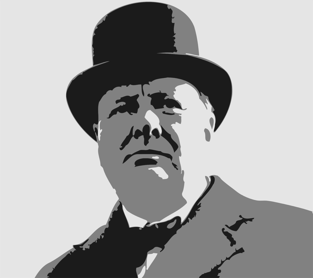 Black and white Winston Churchill