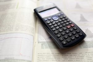 Calculator on top of a copybook