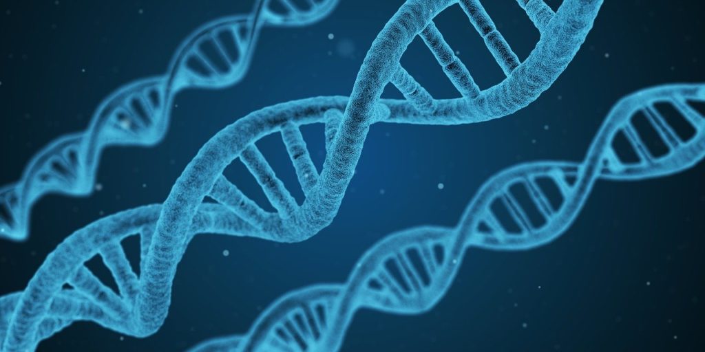 Blue strand of DNA