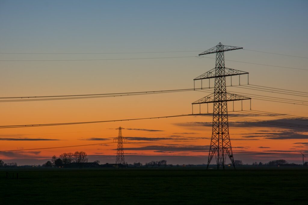Electricity tower at dusk