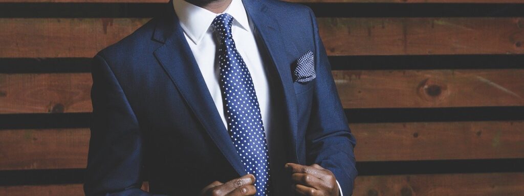 Man in blue business suit