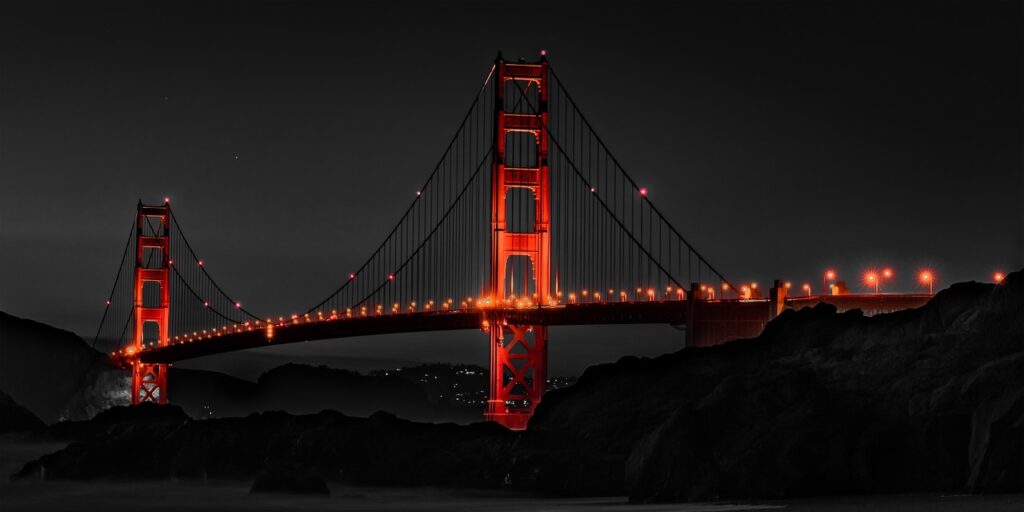 San Francisco bridge at night