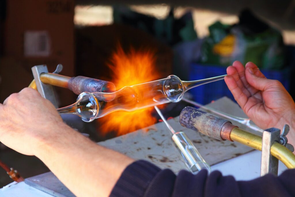Test tube being heated by a bunsen burner