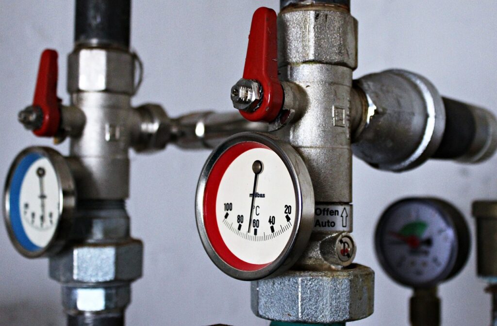 Valves showing pressure on piping